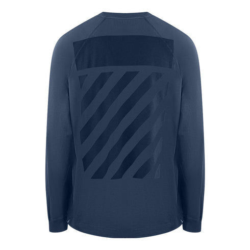 Off White Diag Line Back Logo Navy Blue Sweatshirt OMBA056S22FLE0024646